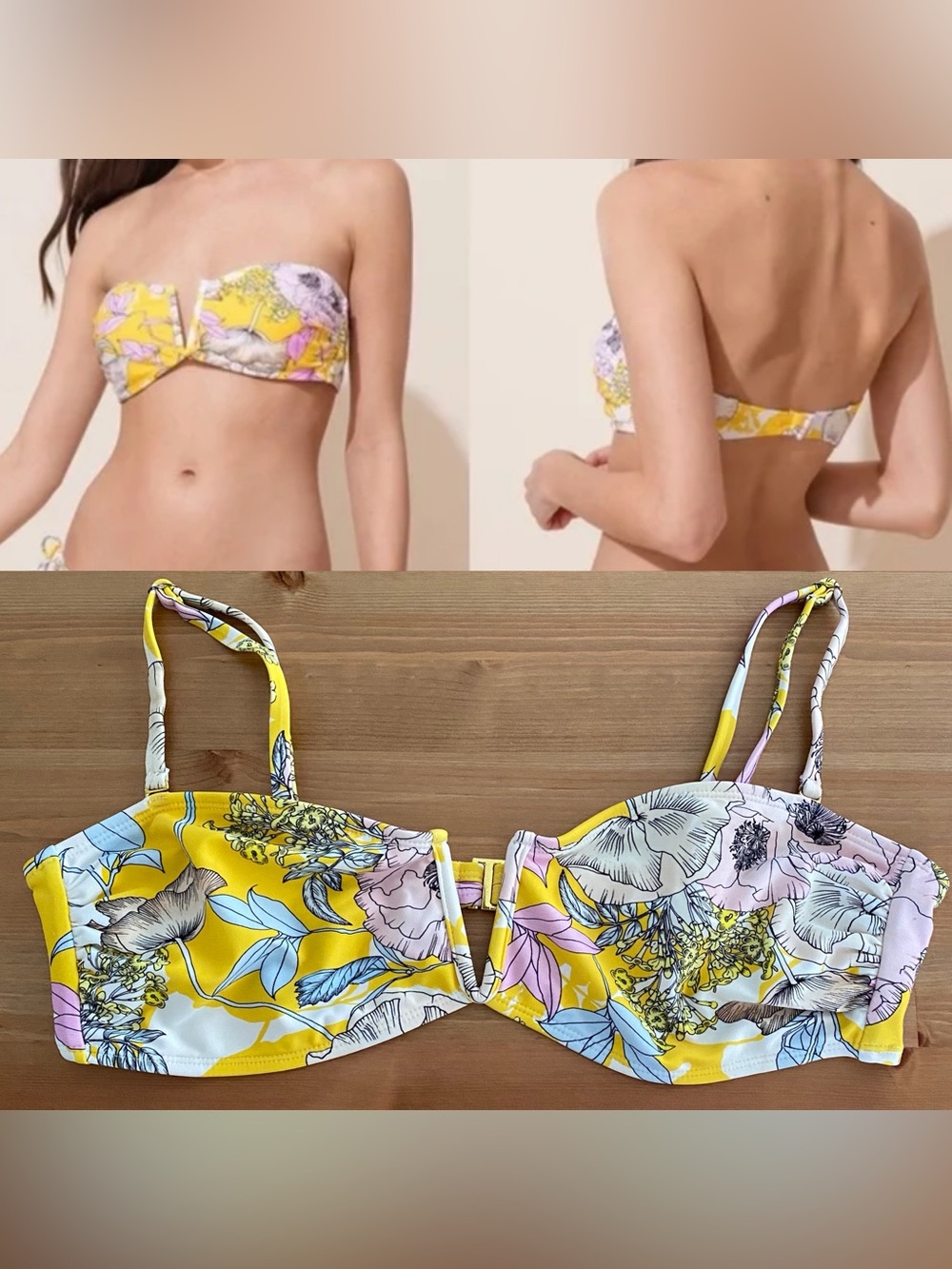 Yumi Kim Sz L Bora Bora Yellow Deep Sea Bandeau Top W/ Removable Straps - Picture 1 of 11